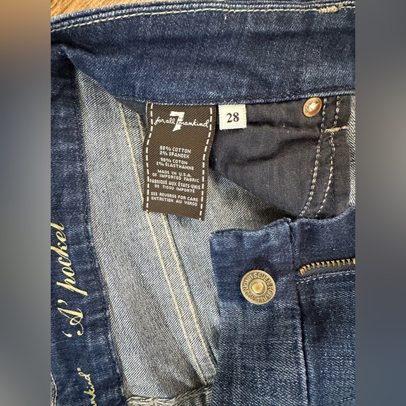 7 for all Mankind “A” Pocket Mid Rise Boot Cut Jeans with embellished Pocket 28T - Picture 13 of 15